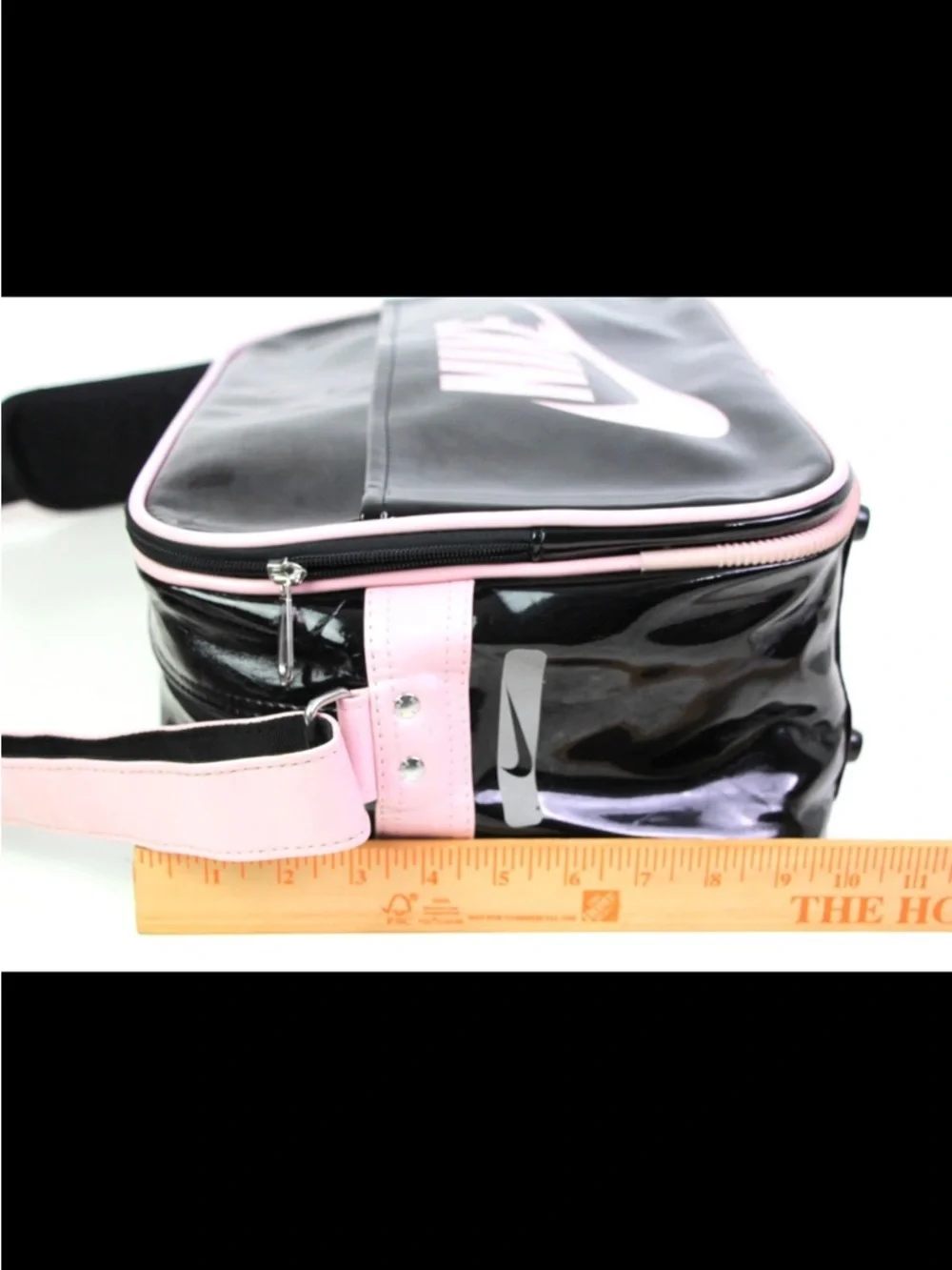 Nike Black Patent Crossbody Bag with Light Pink Trim